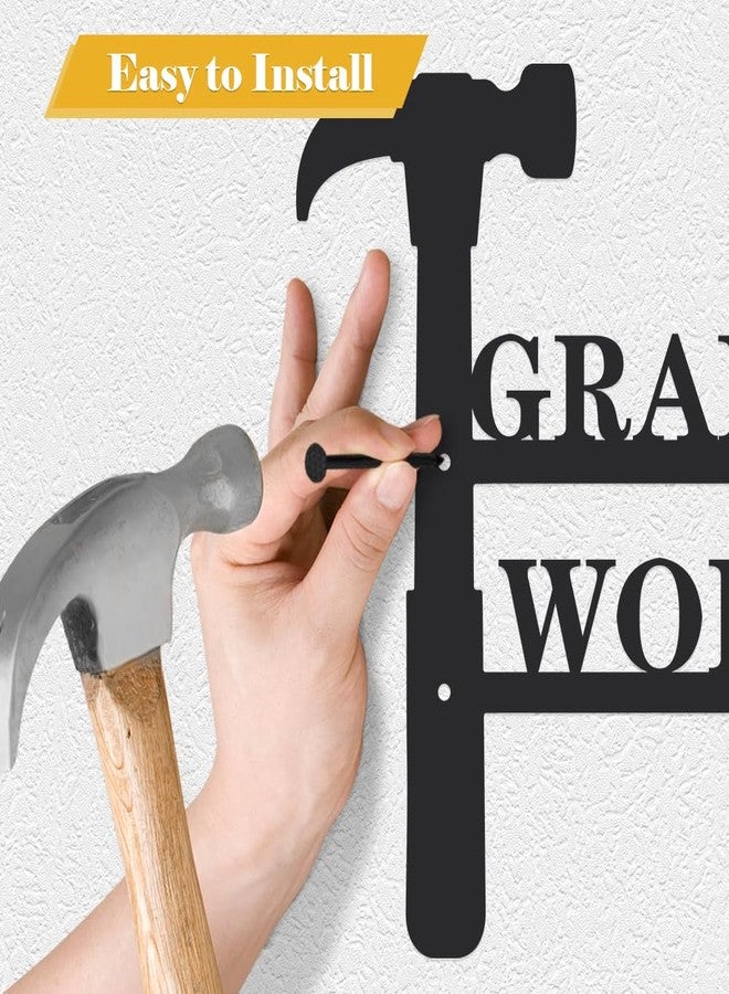 HQIOA Grandpa Christmas Gifts Grandpa's Workshop Metal Word Signs Black Art wall Decor for Living Room Black Hanging Decor Farmhouse metal wall Art Decorations for Living Room Metal Letters for Wall Fathers Day - Image 5